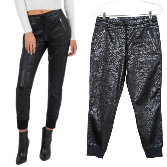 LEVEL 99 Jolie Glossd Black Panther Trek Pants Pull-On Joggers Women's Medium - Picture 1 of 5